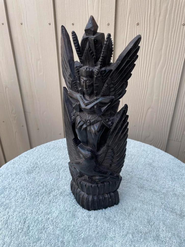 Houten Garuda Beeld Zwart, Antiek en Kunst, Kunst | Beelden en Houtsnijwerken, Ophalen of Verzenden