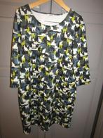 G457 ANNA mt XXL jurk zwart blauw groen scuba poezenprint, Maat 46/48 (XL) of groter, Zo goed als nieuw, Knielengte, Groen