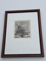Ets ‘molen in landschap ‘, Antiek en Kunst, Kunst | Etsen en Gravures, Ophalen