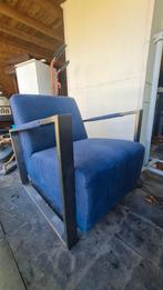 2 blauwe fauteuils, Ophalen, Gebruikt, 75 tot 100 cm, 50 tot 75 cm