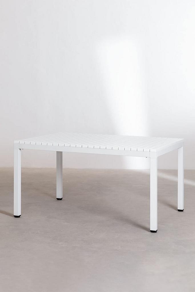 SKLUM Marti Aluminium Tuintafel 140x100cm - Wit, Tuin en Terras, Tuintafels, Gebruikt, Rechthoekig, Aluminium, Ophalen