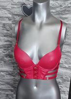 kinky/fetish leatherlook longline bh 80B, Ophalen of Verzenden, Rood, BH