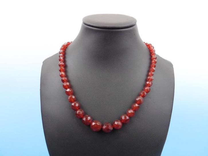 Carneolen collier met gouden slot                         D3, Sieraden, Tassen en Uiterlijk, Antieke sieraden, Ketting, Overige materialen