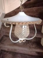 Sfeervol vintage hanglampje jaren '60 smeedijzer en glas, Huis en Inrichting, Lampen | Hanglampen, Minder dan 50 cm, Gebruikt