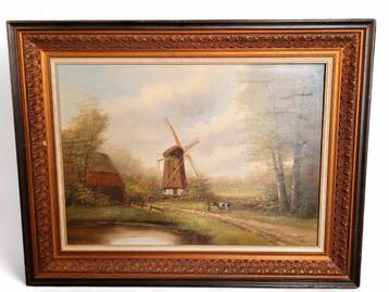 Groot schilderij Jo Vergeer (1894-1969) landschapsgezicht beschikbaar voor biedingen