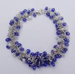 Handgemaakte Shaggy loop armband met rocailles (177), Overige materialen, Blauw, Nieuw, Ophalen of Verzenden