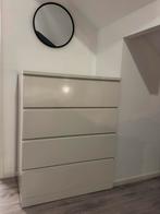 Ikea - MALM - Hoogglans witte ladekast - 4 lades, 80x100 cm, Ophalen, Kunststof, 100 tot 150 cm, 50 tot 100 cm