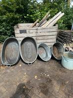 5 Vintage zinken bakken, Ophalen, Minder dan 30 cm, Minder dan 60 cm, Zo goed als nieuw