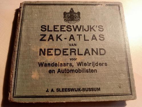 1920 Sleeswijk's zakatlas van Nederland, Boeken, Atlassen en Landkaarten, Gelezen, Landkaart, Wereld, 1800 tot 2000, Ophalen of Verzenden