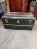 Oude groene kist met houten details, Gebruikt, 50 tot 100 cm, Onbekend, Onbekend