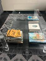 Glazen salontafel met etaleer onderkant, Ophalen, Gebruikt, 100 tot 150 cm, 50 tot 100 cm