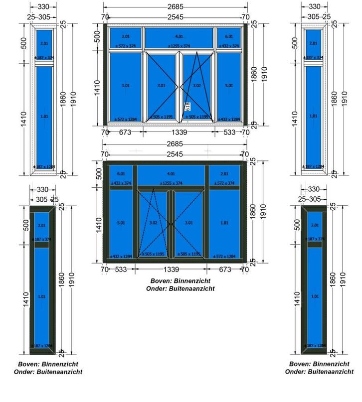 aluminium kozijn erker, Doe-het-zelf en Verbouw, Kozijnen en Schuifpuien, Nieuw, Raamkozijn, Aluminium, 150 tot 225 cm, 225 cm of meer