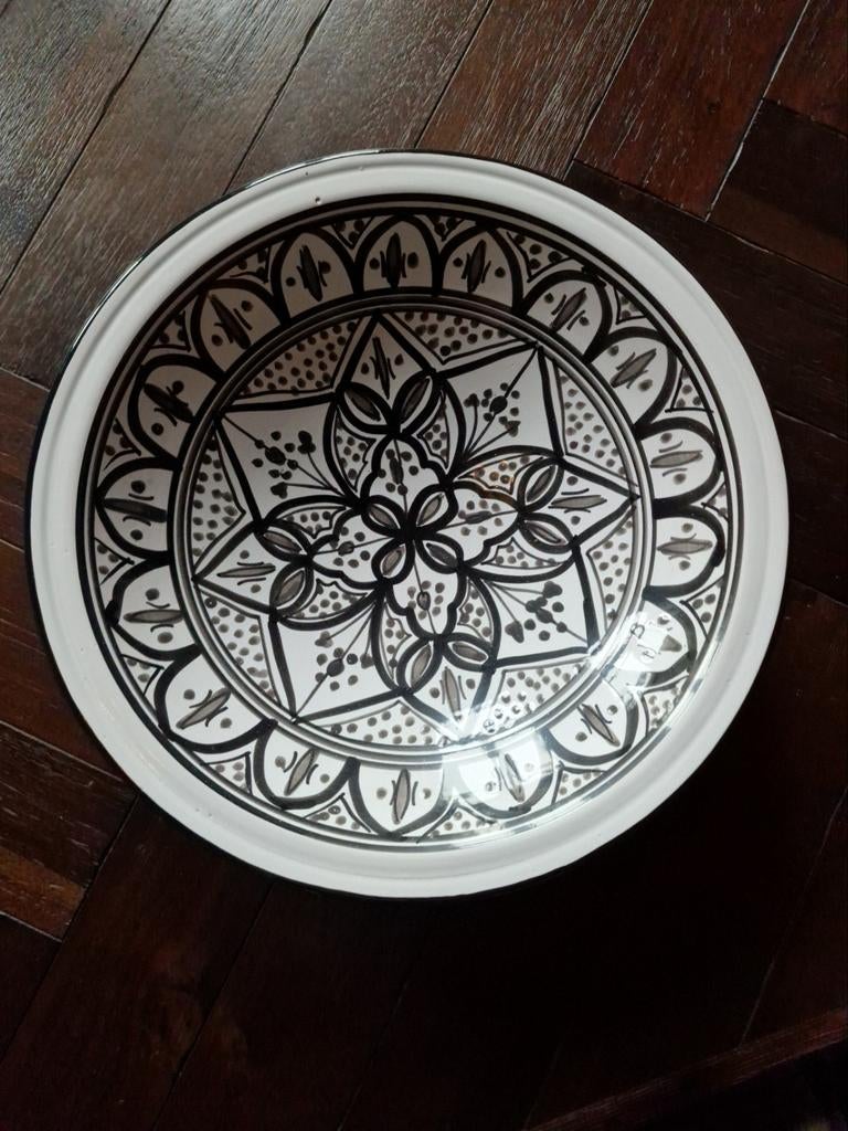 Mooie handbeschilderde schaal uit Marokko, Ophalen, Gebruikt, Schaal, Rond