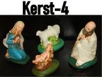 Kerst-4 -- 4 Delige handbeschilderde Kerstbeelden van gips, Diversen, Kerst, Ophalen of Verzenden, Zo goed als nieuw