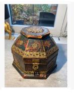 50% korting Brocante 8-hoekige houten kist India, Minder dan 50 cm, 50 tot 100 cm, Ophalen of Verzenden, Zo goed als nieuw