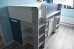 Trasman Yolo Halfhoogslaper blauw wit grijs eiken met bureau, Ophalen, Gebruikt, Halfhoogslaper
