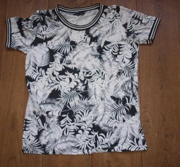 Zwart Wit T-Shirt met Bladprint NED (M) beschikbaar voor biedingen