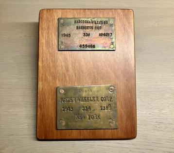 Twee ketelplaten  U.S. escortschip WO II, 1943-45, origineel beschikbaar voor biedingen