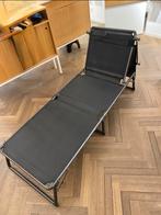 Opklapbaar ligbed met zonnescherm en opbergvak, Ophalen, Zo goed als nieuw, Metaal, Inklapbaar