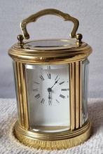 Ovale messing tafel/bureau/carriage of reis klok., Antiek en Kunst, Ophalen of Verzenden