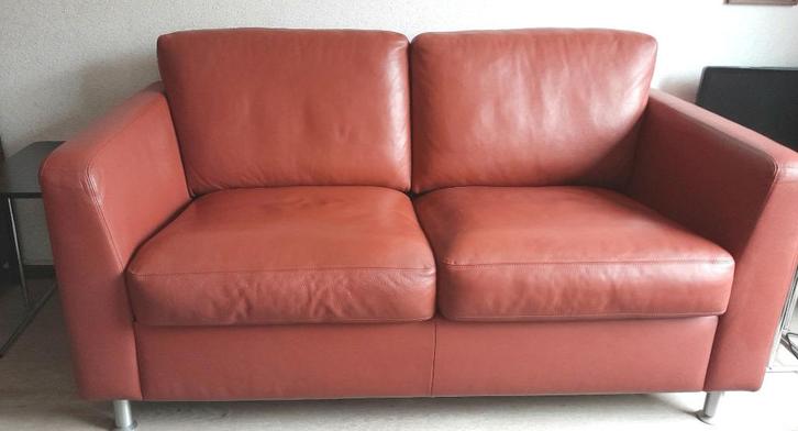 bank.leder,topform, Huis en Inrichting, Banken | Bankstellen, Zo goed als nieuw, Rechte bank, Tweepersoons, 75 tot 100 cm, Leer