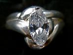 Zilveren 925 zilver ring fantasie zirkonia / kristal maat 18, Met kristal, 18 tot 19, Overige kleuren, Verzenden