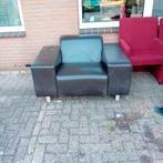 Bank + Fauteuil leer, Huis en Inrichting, Ophalen, Zo goed als nieuw, 75 tot 100 cm
