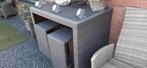 Bartafel wicker Met 4 krukken, Tuin en Terras, Ophalen, Zo goed als nieuw, Wicker
