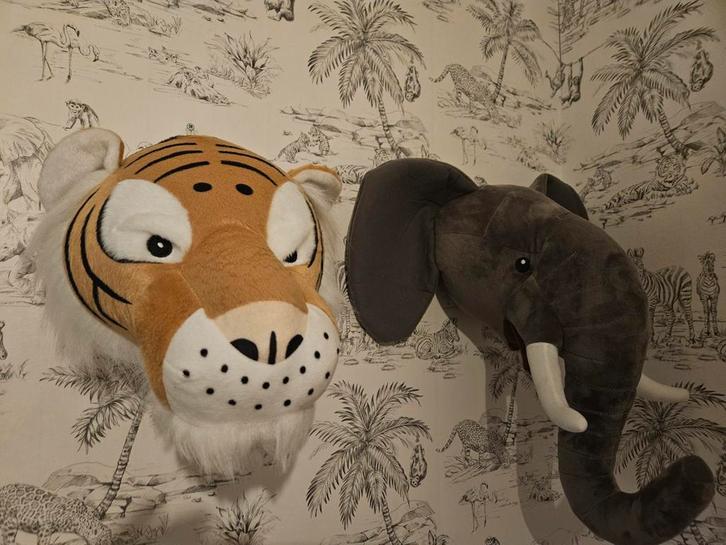 Safari Wanddecoratie - Tijger & Olifant, Kinderen en Baby's, Kinderkamer | Inrichting en Decoratie, Zo goed als nieuw, Wanddecoratie