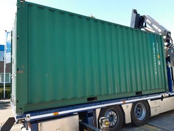 te Koop/te Huur izgst.verkerende groene 20ft container beschikbaar voor biedingen