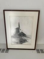 Rembrandt Windmolen Ets - Ingelijst, Antiek en Kunst, Ophalen