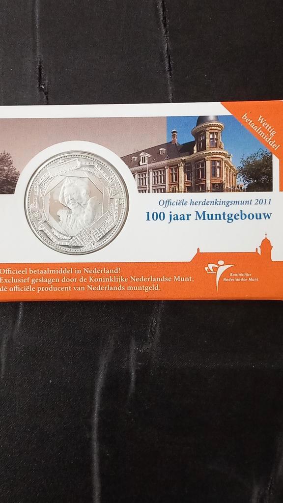 Herdenkingsmunt 2011 - 100 jaar Muntgebouw, Postzegels en Munten, Munten | Nederland, Losse munt, Euro's, Zilver, Ophalen of Verzenden