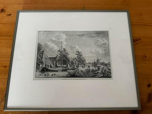 Antieke prent van Wommels – dorpsgezicht langs de trekvaart, Antiek en Kunst, Kunst | Etsen en Gravures, Ophalen of Verzenden