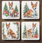 Basenji Kerst onderzetters met houder, Verzenden, Nieuw, Glas of Kopje