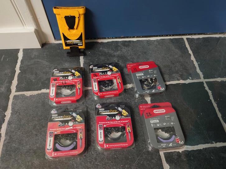 6 Oregon PS44E PowerSharp Kettingzaag kettingen met slijper, Doe-het-zelf en Verbouw, Gereedschap | Zaagmachines, Gebruikt, Kettingzaag