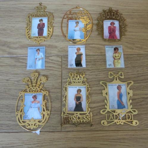 9 Lady Diana postzegels Togolaise in metalen frames, Verzamelen, Koninklijk Huis en Royalty, Nieuw, Postzegel(s) of Munt(en), Buitenland