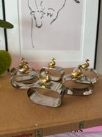 Vintage verzilverde servetringen met messing eenden, Verzenden