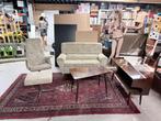 Vintage design bank met fauteuil en bankje, Ophalen