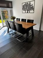 Lederen eetkamerstoelen - 6 stuks, Huis en Inrichting, Stoelen, Gebruikt, Zwart, Metaal, Vijf, Zes of meer stoelen