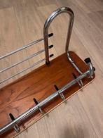 Vintage buisframe kapstok chroom hout jaren 60, Wandkapstok, Ophalen of Verzenden, Zo goed als nieuw, Minder dan 100 cm
