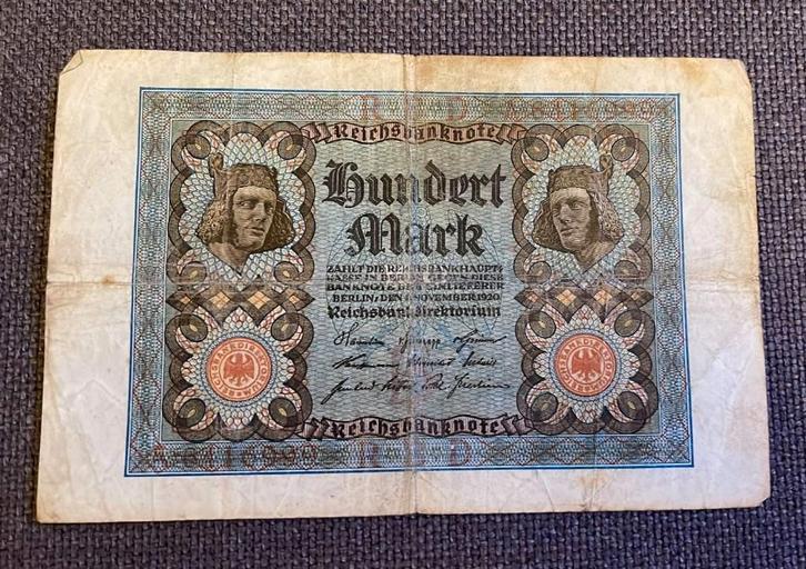 Bankbiljet 100 mark, Postzegels en Munten, Bankbiljetten | Europa | Niet-Eurobiljetten, Los biljet, Duitsland, Ophalen of Verzenden
