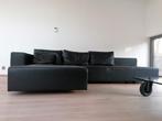 Indera zitbank in zwart leder, Huis en Inrichting, Banken | Complete zithoeken, Ophalen, Gebruikt, Leer