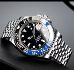 Automatisch Horloge NH34 Blauwe Bezel, Staal, Staal, Polshorloge, Nieuw