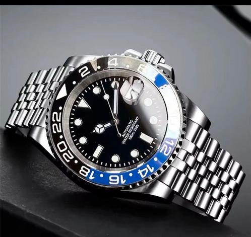 Automatisch Horloge NH34 Blauwe Bezel, Sieraden, Tassen en Uiterlijk, Horloges | Heren, Nieuw, Polshorloge, Staal, Staal, Ophalen of Verzenden