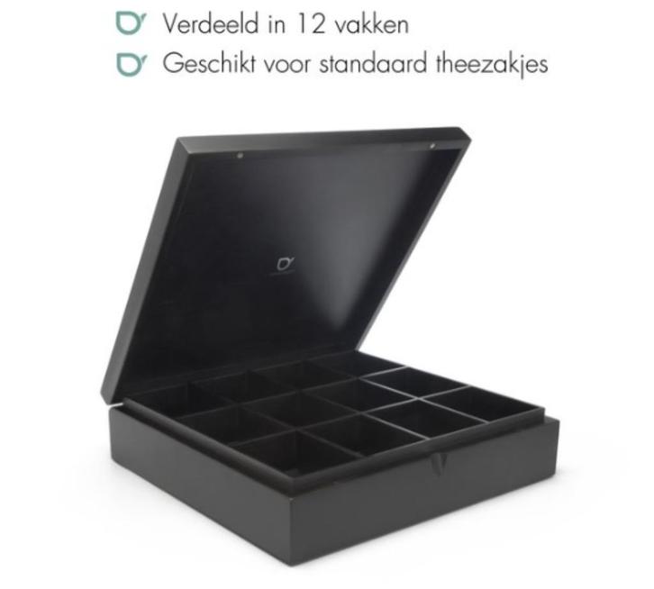 Bredemeijer Theedoos 12 vaks gesloten bamboe zwart, Huis en Inrichting, Keuken | Keukenbenodigdheden, Zo goed als nieuw, Verzenden