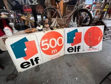 2 stuks emaille reclamebord. ELF Caltex, Parijs tankstation beschikbaar voor biedingen