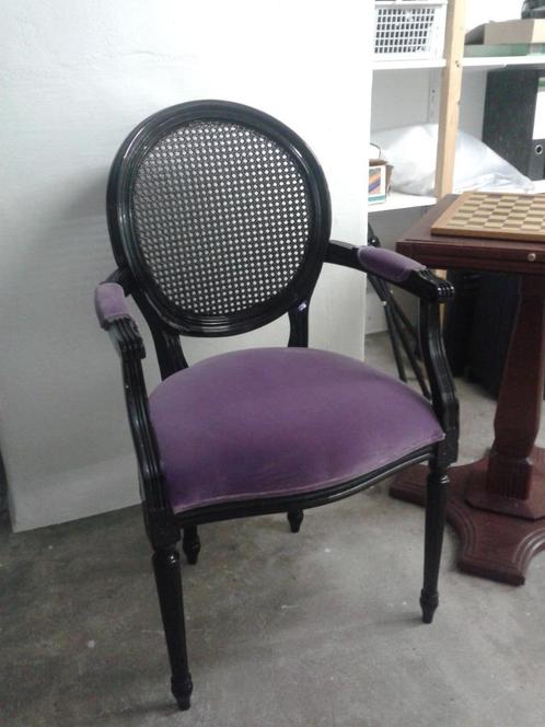 4 Klassieke Eetkamer STOELEN <> EMPIRE Stijl, Huis en Inrichting, Stoelen, Gebruikt, Vier, Hout, Stof, Zwart, Ophalen of Verzenden
