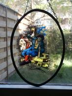 Oud gebrandschilderde houtbewerker raamhanger glas-in-lood, Ophalen of Verzenden