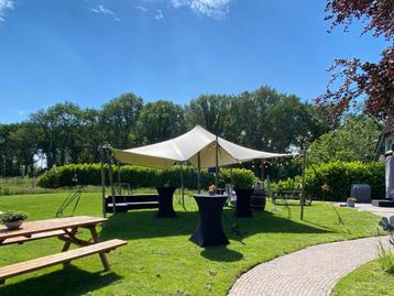 Stretchtent *TE HUUR* - 6,5 x 5 meter Stretchtent *HUREN* beschikbaar voor biedingen