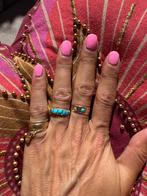 9 karaats eternity vintage gouden ring turquiose, Verzenden, Dame, Goud, Kleiner dan 17